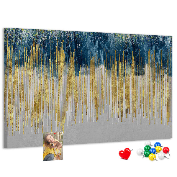 Kurk prikbord met abstract patroon van verticale gouden lijnen