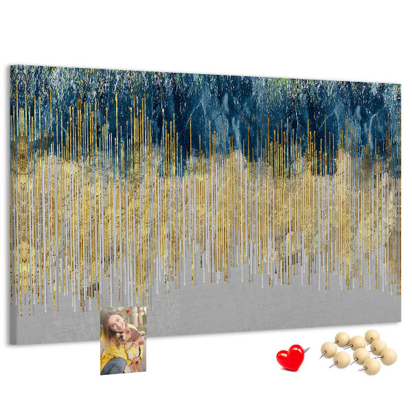 Kurk prikbord met abstract patroon van verticale gouden lijnen