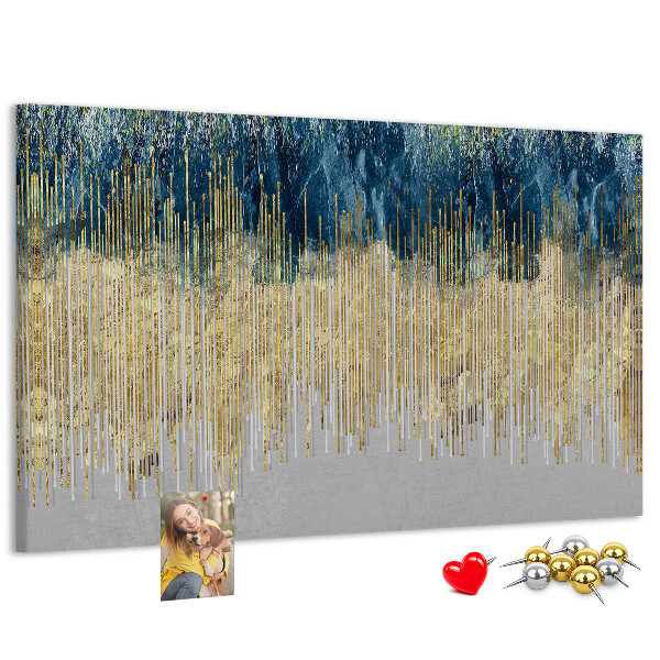 Kurk prikbord met abstract patroon van verticale gouden lijnen