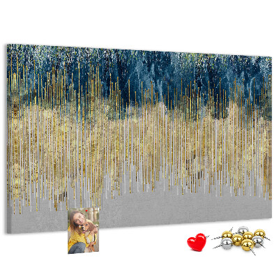 Kurk prikbord met abstract patroon van verticale gouden lijnen