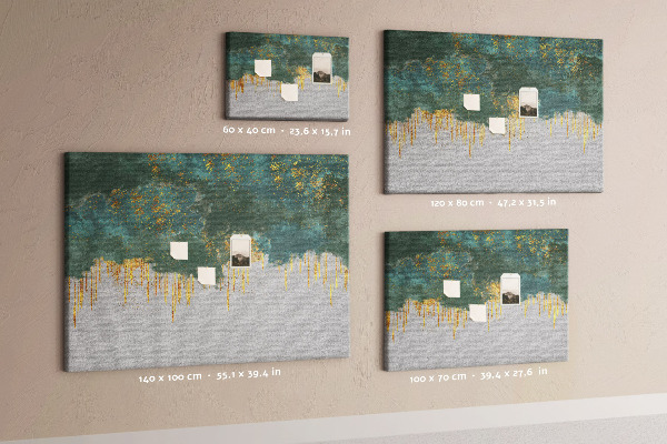 Prikbord met gouden druppels op een blauwe wolkenachtergrond