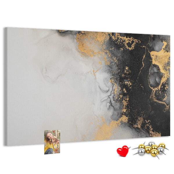 Kurkbord met een elegante abstractie in zwarttinten
