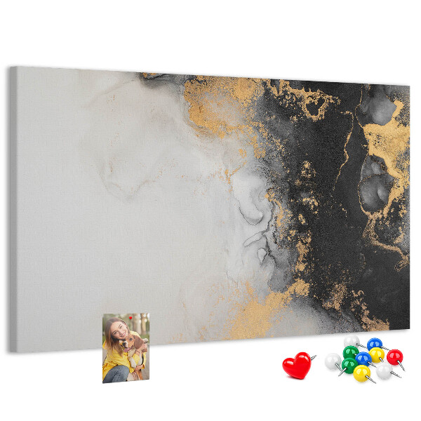 Kurkbord met een elegante abstractie in zwarttinten