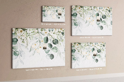 Prikbord met bloem- en bladmotieven in pastelkleuren