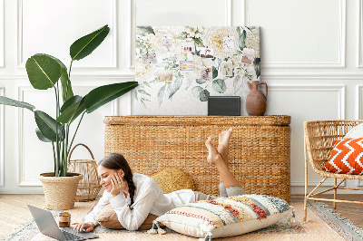 Kurkbord met bloemenpatroon in subtiele tinten