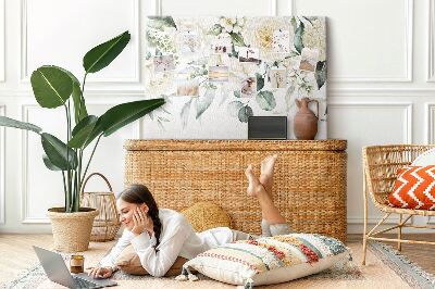 Kurkbord met bloemenpatroon in subtiele tinten