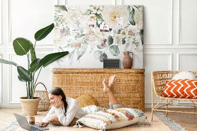 Kurkbord met bloemenpatroon in subtiele tinten