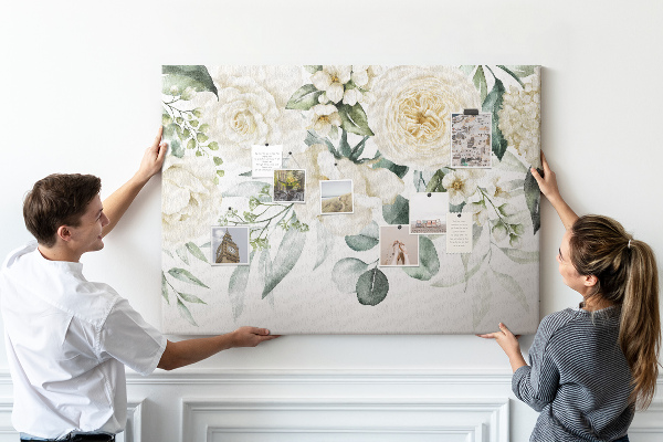 Kurkbord met bloemenpatroon in subtiele tinten