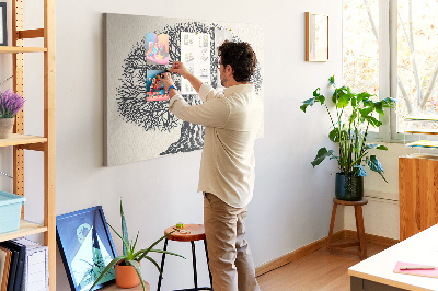 Kurkbord met een print van verstrengelde zwarte boomtakken