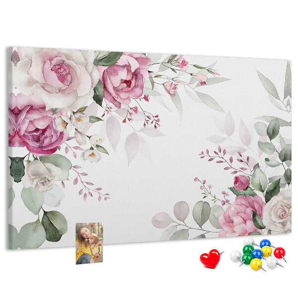 Prikbord met bloemenpatroon in pasteltinten