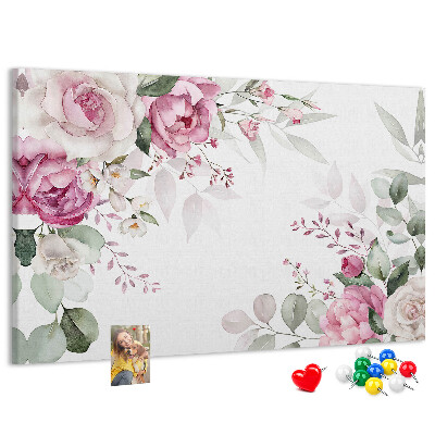 Prikbord met bloemenpatroon in pasteltinten