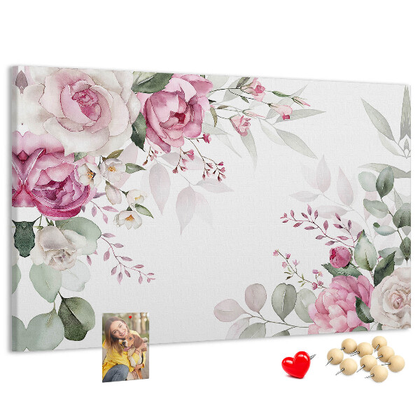 Prikbord met bloemenpatroon in pasteltinten