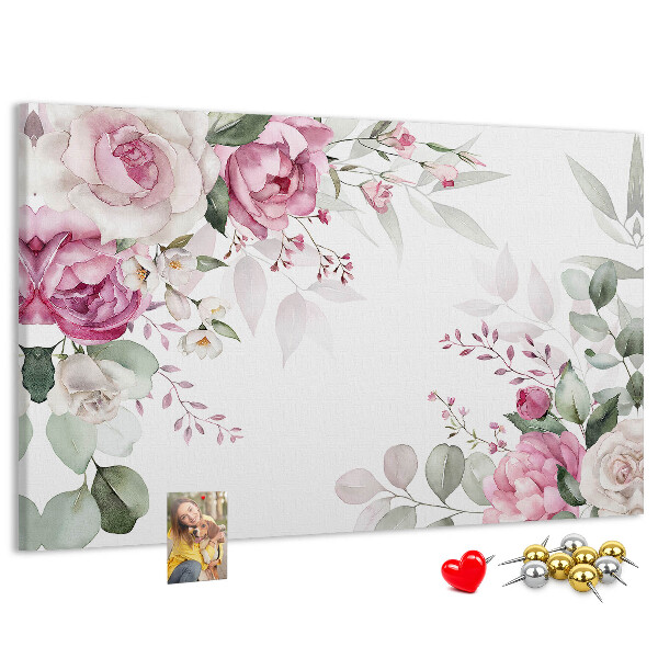 Prikbord met bloemenpatroon in pasteltinten