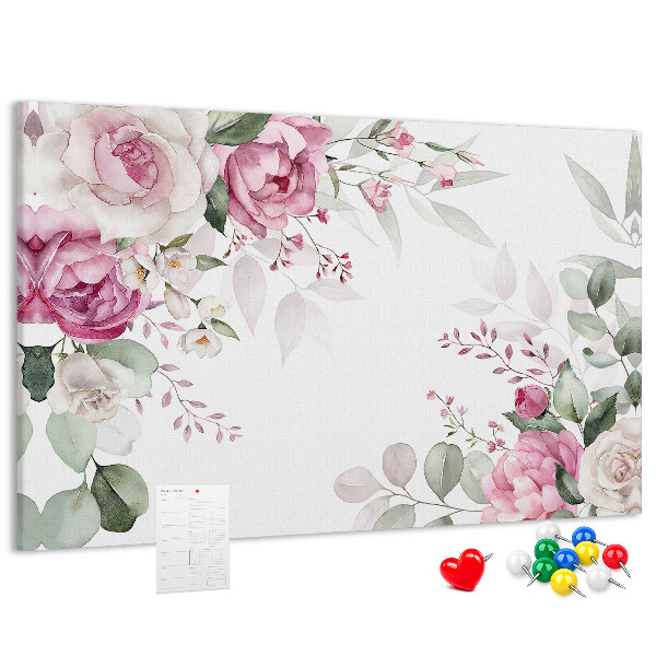 Prikbord met bloemenpatroon in pasteltinten