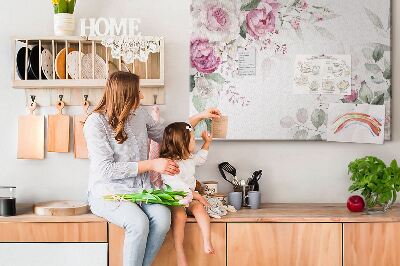 Prikbord met bloemenpatroon in pasteltinten