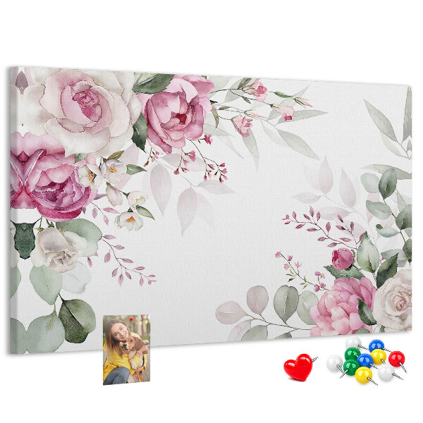 Prikbord met bloemenpatroon in pasteltinten