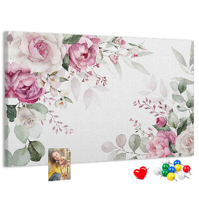 Prikbord met bloemenpatroon in pasteltinten