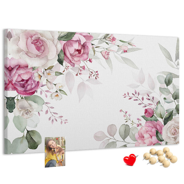 Prikbord met bloemenpatroon in pasteltinten