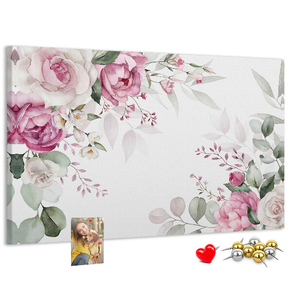 Prikbord met bloemenpatroon in pasteltinten