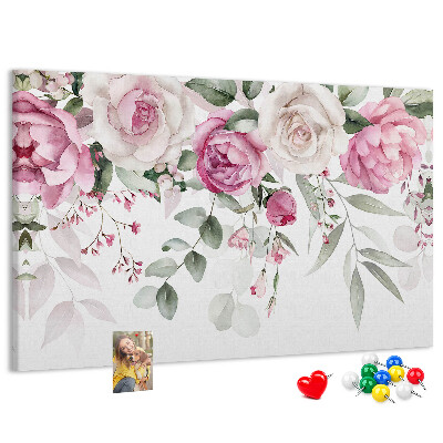 Kurkbord met bloemenpatroon in delicate roze tinten