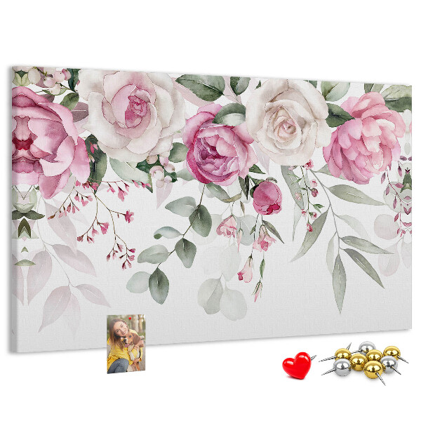 Kurkbord met bloemenpatroon in delicate roze tinten