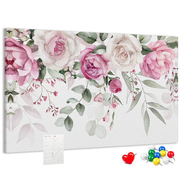 Kurkbord met bloemenpatroon in delicate roze tinten