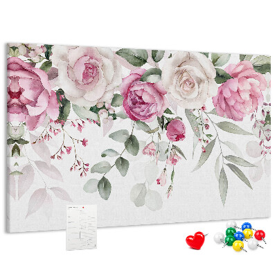 Kurkbord met bloemenpatroon in delicate roze tinten