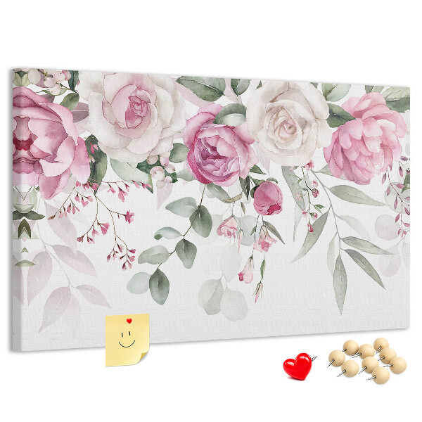 Kurkbord met bloemenpatroon in delicate roze tinten
