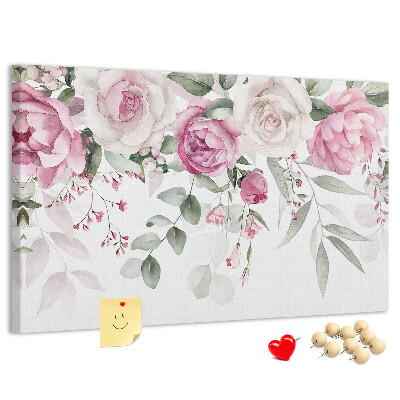 Kurkbord met bloemenpatroon in delicate roze tinten