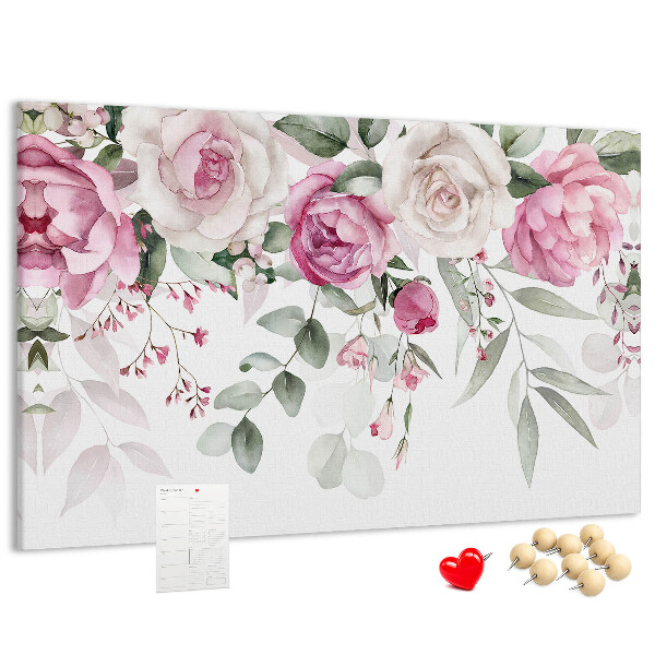 Kurkbord met bloemenpatroon in delicate roze tinten