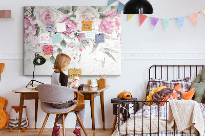 Kurkbord met bloemenpatroon in delicate roze tinten