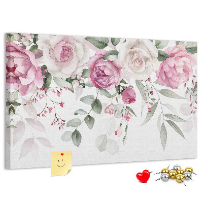 Kurkbord met bloemenpatroon in delicate roze tinten