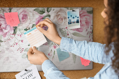 Kurkbord met bloemenpatroon in delicate roze tinten
