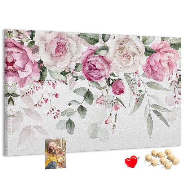 Kurkbord met bloemenpatroon in delicate roze tinten