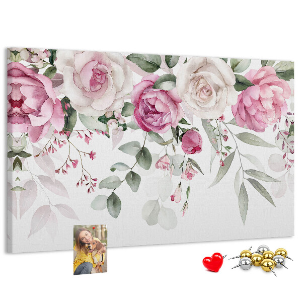 Kurkbord met bloemenpatroon in delicate roze tinten