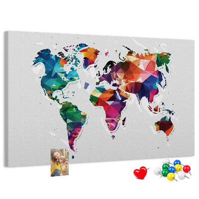 Kurkbord wereldkaart in geometrische stijl