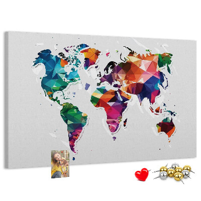 Kurkbord wereldkaart in geometrische stijl