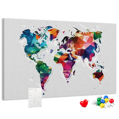 Kurkbord wereldkaart in geometrische stijl