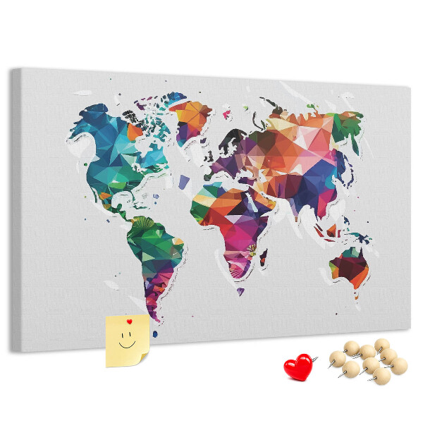Kurkbord wereldkaart in geometrische stijl
