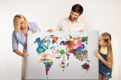 Kurkbord wereldkaart in geometrische stijl