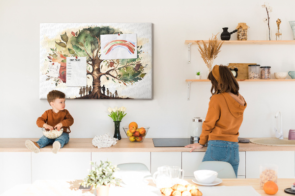 Kurkbord de levensboom met mensen in de schaduw