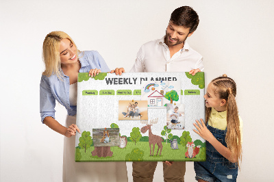 Kurk prikbord met een wekelijks bosplan en schattige dieren