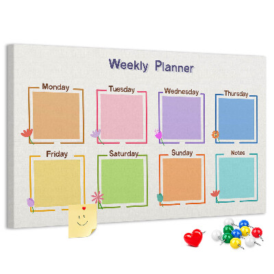 Weekkalender met bloemenaccenten en prikbord