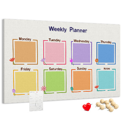 Weekkalender met bloemenaccenten en prikbord