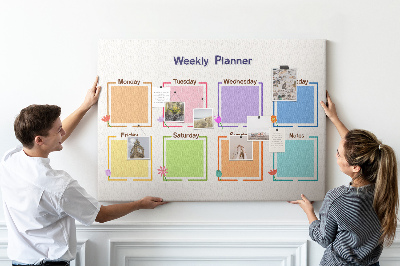 Weekkalender met bloemenaccenten en prikbord