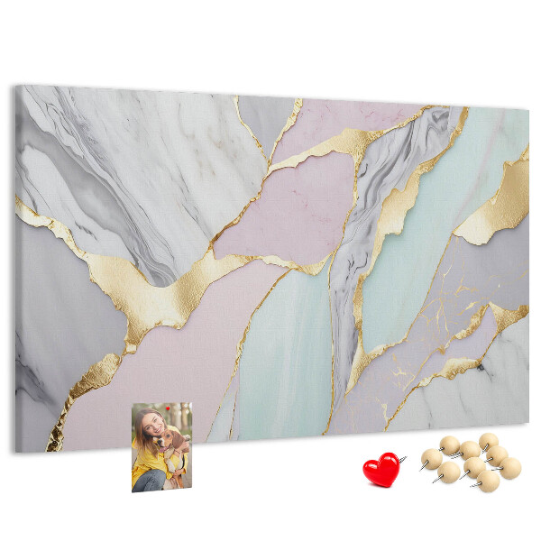 Kurk prikbord elegant marmer met gouden accenten
