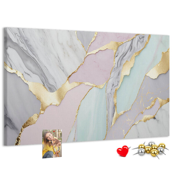 Kurk prikbord elegant marmer met gouden accenten