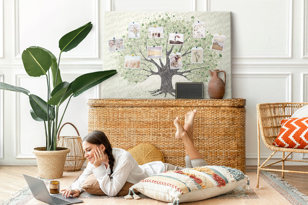 Kurkbord boommotief met groene bladeren