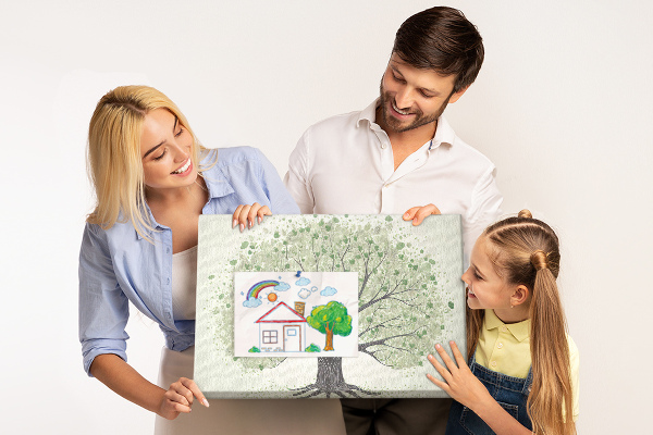 Kurkbord boommotief met groene bladeren