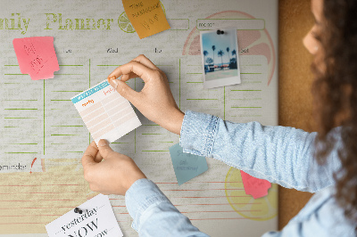 Kurk prikbord met een citruspatroon en familieplanner